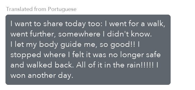 Message from a Coaching Program client, translated from Portuguese