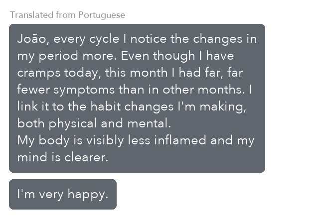 Message from a Coaching Program client, translated from Portuguese