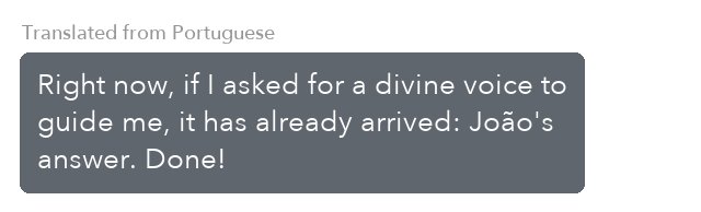 Message from a Coaching Program client, translated from Portuguese