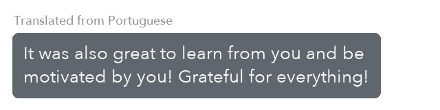 Message from a Coaching Program client, translated from Portuguese